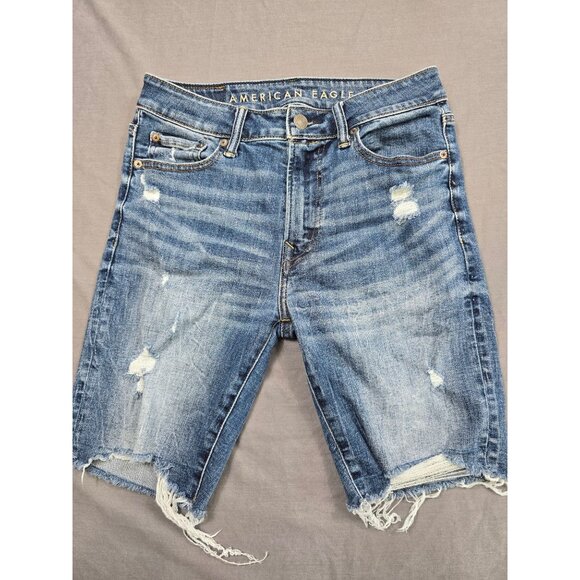 American Eagle Other - American Eagle AirFlex Mens Distressed Denim Shorts Size 30 Medium Wash Raw Hem